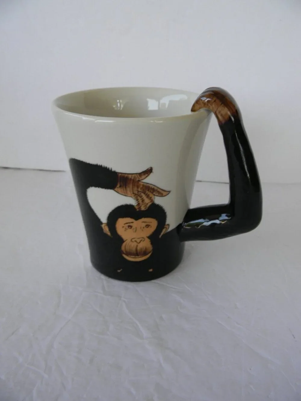 PIER 1 Monkey Chimpanzee 3D Arm Handle 16oz Coffee Tea Mug Cup